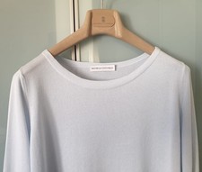 Brunello Cucinelli Pullover Donna ML Cotone Setato Scollo Barca Ovale Turchese L