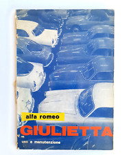 USO MANUTENZIONE ORIGINALE 1961 ALFA ROMEO GIULIETTA SS SPIDER VELOCE ZAGATO TI