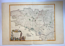 BRETAGNA FRANCIA 1751 ROBERT DE VAUGONDY GRANDE MAPPA ANTICA XVIII SECOLO