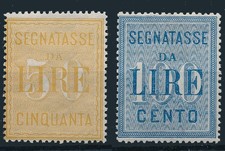 1903 ITALIA REGNO SEGNATASSE LIRE 50 + LIRE 100 N. 31-32 NUOVI  1711 SV