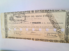 1866 DEBITO PUBBLICO DEL REGNO D'ITALIA "OBBLIGAZIONE 500 £."  VEDI