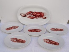 Servizio Pesce Composto Da 5 Piatti Più Vassoio In Porcellana Di Bavaria Vintage