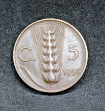 Moneta 1934 Italia Regno Centesimi 5 Rame Vittorio Emanuele III SPL+ (C.02)