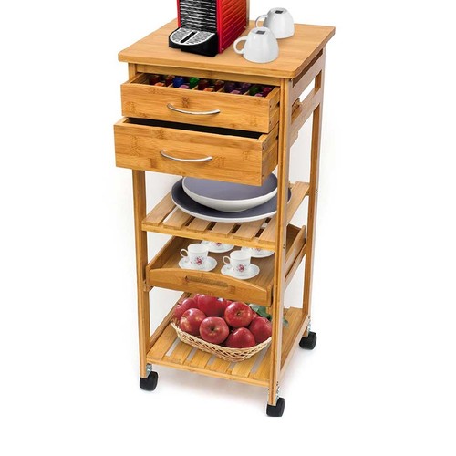Carrello cucina bambù - carrello,
