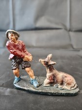 Statuina presepe Confalonieri Chialu' anni 40' in cartapesta pasta Pastore Asino