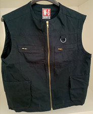 Gilet uomo marca W S Shirts senza maniche colore blu scuro in cotone con tasche