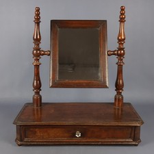 Specchiera Basculante Da Tavolo In Legno Con Cassetto Esposizione Vintage 1950