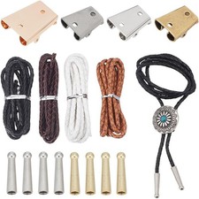 16Pcs Bolo Tie Retrodings Kit,Corda in Lega Bianca Fine Ferro Bolo Tie Slisps8906