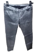 Jeans Pantaloni Zara Collection Tg38 Metallizzato Argento Laminato Glitt