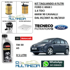 KIT TAGLIANDO 4 FILTRI E OLIO ORIGINALE FORD 5W30 FORD C-MAX 1.6 TDCI 66KW 90 CV