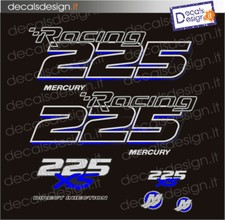 Adesivi motore marino fuoribordo mercury 225 Pro XS racing optimax stickers blu