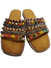 Sandali bassi donna Camoscio Artigianali Con Fasce In Corda Pelle Canapa N 38 Eu