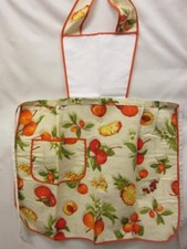 GREMBIULE DA CUCINA A PETTORINA IN COTONE FANTASIA FRUTTA CON AIDA