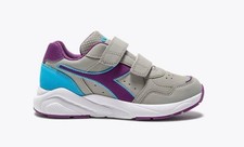 DIADORA SCARPA Jr FALCON 5 182108 C0190 pelle GRIGIO VIOLAcon STRAPPO fino a38,5