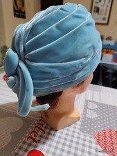 Chapeau Cappello Turbante Vintage Donna Italy Seta Azzurro Liliana Torino 1950