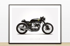 Poster illustrazione moto Honda CB750 cafe racer, stampa 18 x 24 pollici