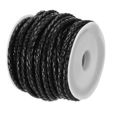 5,5 iarde/5 m cavo rotondo in pelle intrecciato (nero, 3 mm/0,12")