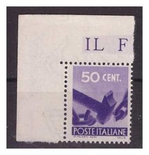 DEMOCRATICA 1946 - CENTESIMI 50  ANGOLO  DI FOGLIO   NUOVO ** MNH