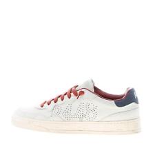 P448 scarpe uomo Sneaker Bali in nabuk bianco e blu navy delavè