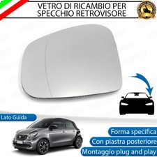SPECCHIETTO SMART FORFOUR 453 VETRO SPECCHIO SINISTRO RETROVISORE LATO GUIDA