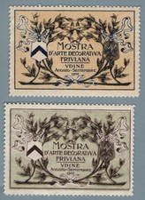 EI0161 Poster Francobollo Italia - Udine 1907 Friuli Esposizione delle Arti Decorative