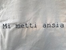 Borsa di tela con scritta: 100% cotone, ricamata a mano con filo DMC