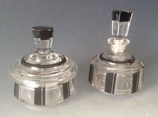 Bottiglia e ciotola profumo in vetro art deco originale circa 1920