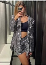 blazer zara paillettes taglia