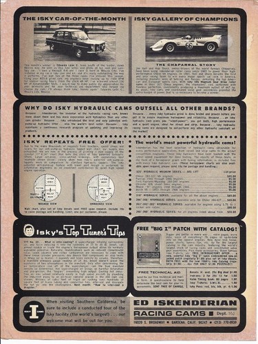 1967 isky cam chaparral - isky, ad/