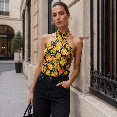 Body zara floreale halter - body,