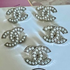 Set 4 bottoni Chanel CC bottoni di ricambio 15x22 mm argento bottoni bottone timbrato