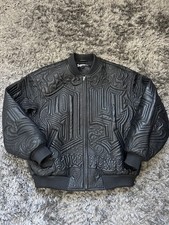 SUPREME MISTER CARTONE ANIMATO GIACCA VARSITY IN PELLE RICAMATA NERA XL