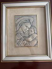 Quadro Argento 925 Madonna E Gesu Bambino 30g Ag R