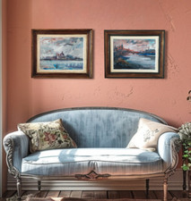 Angiolo Liverini coppia dipinti ad olio vedute di Venezia e del Canal Grande anni 70