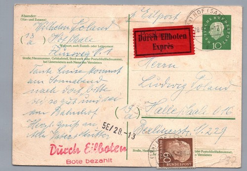 Bund heuss intero postale con - postale,