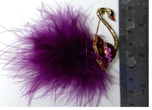 Pin brooch plum purple swan