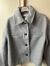 Giacca Cappotto Corto Grigio Mango Di Panno Vestibilità Comoda Mango Bottoni