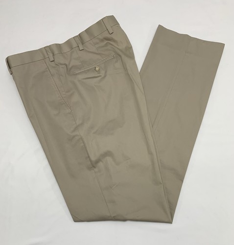 Scabal tan khaki flat front - scabal,