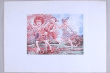 Litografia a colori di Daniela Romano in stile Franz Borghese 65 100