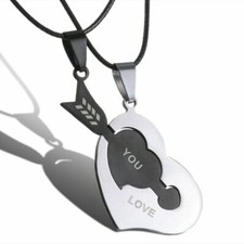 Collana 2in1 Coppia Cuore Amore Fidanzati Uomo Donna Acciaio + Omaggio