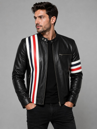 Giacca moto uomo pelle nera - giacca,