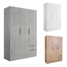 ARMADIO MOBILE GUARDAROBA 3 ANTE 2 CASSETTI 120 CM BAMBEY BIANCO CEMENTO ROVERE