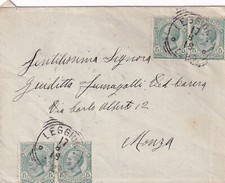 C16365-REGNO, LOMBARDIA, DA LEGGIUNO A MONZA, 2 COPPIE 5 c. LEONI, 1918