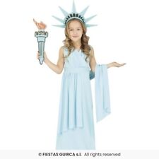 COSTUME  STATUA DELLA LIBERTÀ CARNEVALE VESTITO GUIRCA BAMBINA AMERICA SIMBOLO