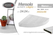 MENSOLA ANGOLO PARETE ANGOLARE SCAFFALE Legno Libreria MODERNA BIANCO LEGNO 24cm