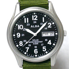 Orologio SEIKO ALBA Military Field V158 2021 Nero Energia Solare Day-Date Giappone