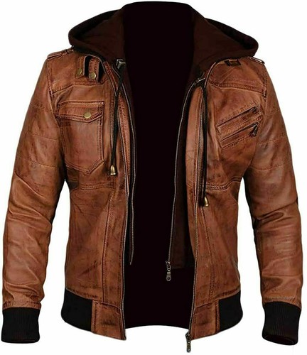 Bomber marrone moto cappuccio - bomber,