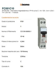 BTicino FC881C10 BTDIN45