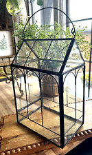 Serra terrario vintage metallo e vetro con manico espositore piante arredo casa