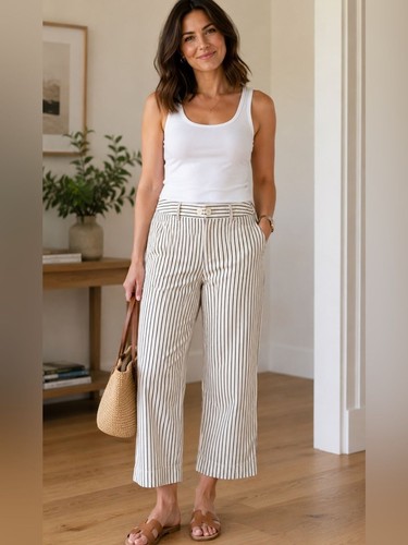 Pantaloni crop loft panna - pantaloni,